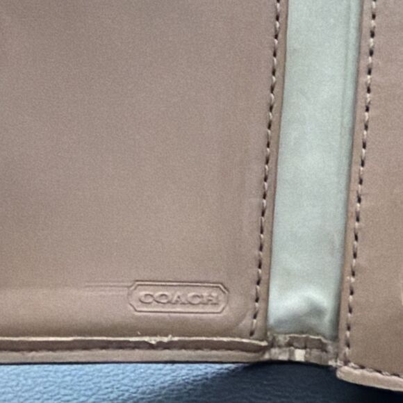 Coach Leather Wallet/Credit Card/Business Card Holder Red Orange Blue Bifold - Picture 6 of 7